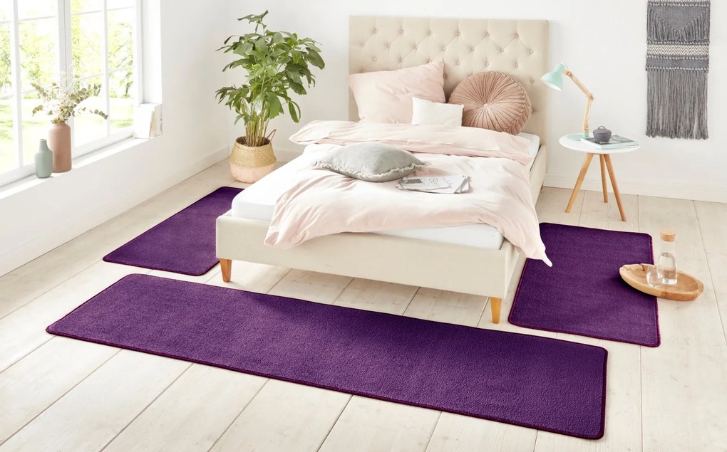 Kobercová sada Nasty 101150 Purple, 3 diely: 70x140 cm (2x), 70x240 cm (1x), fialová, spálňa, Hanse Home