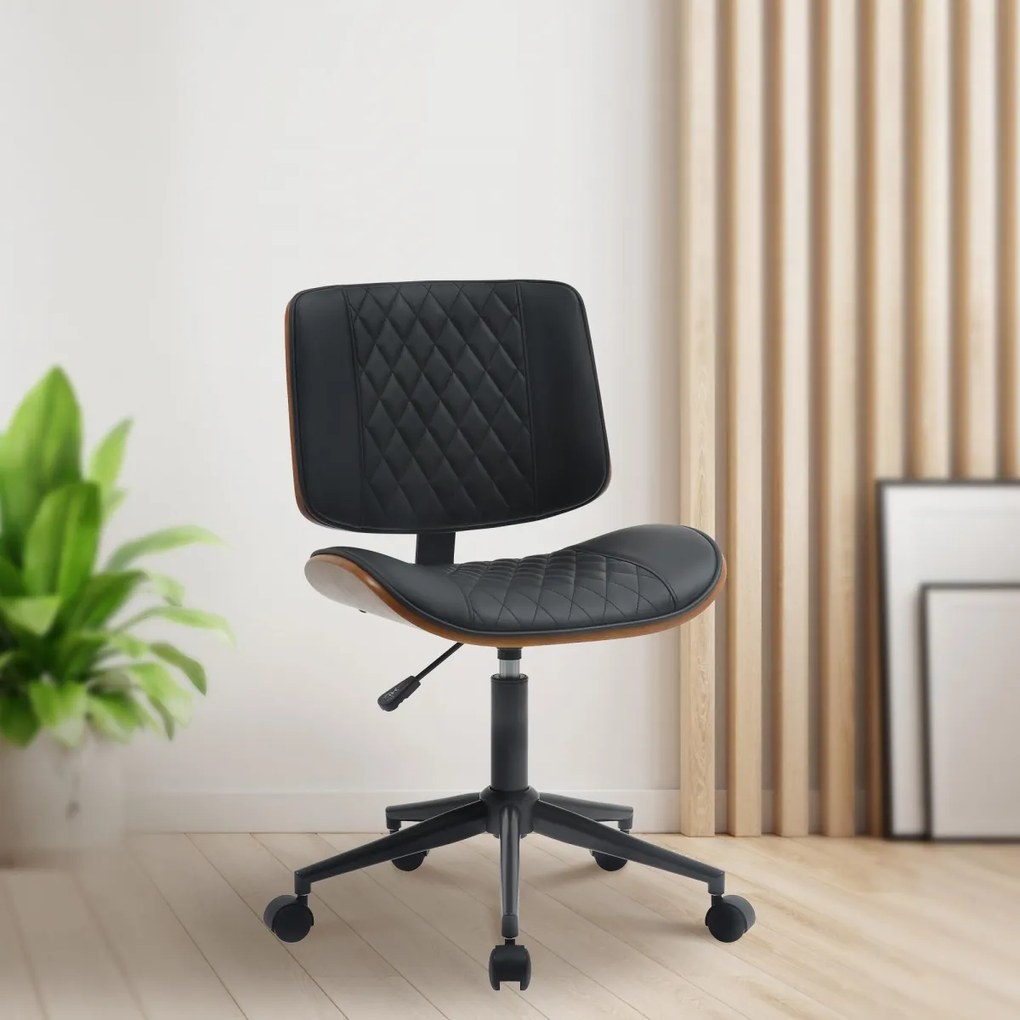 Design-Shop Kancelárska stolička Plover koženka - Orech / Čierna