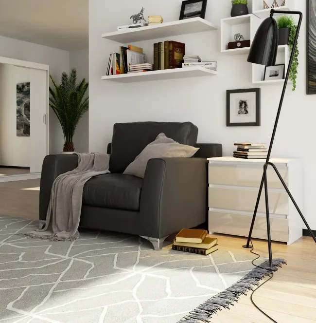 Nočný stolík CL3 60 cm biely / metalický, lesk