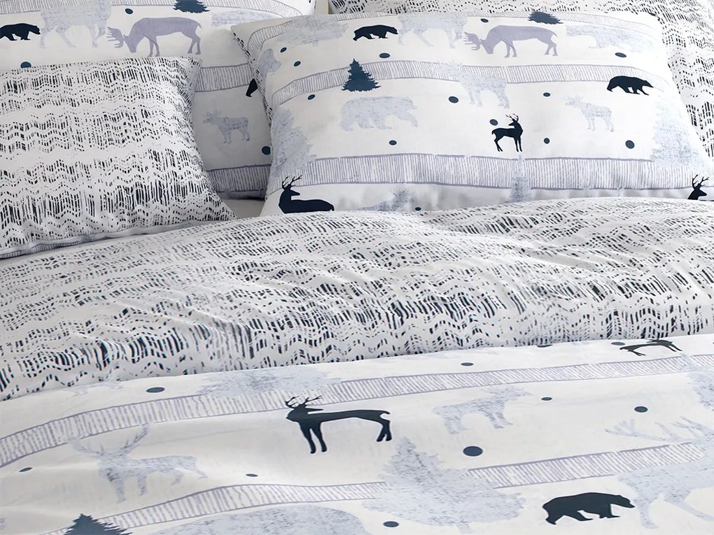 Bavlnené obliečky Renforcé SOBI A STROMKY biele Rozmer obliečky: 70 x 90 cm | 140 x 220 cm