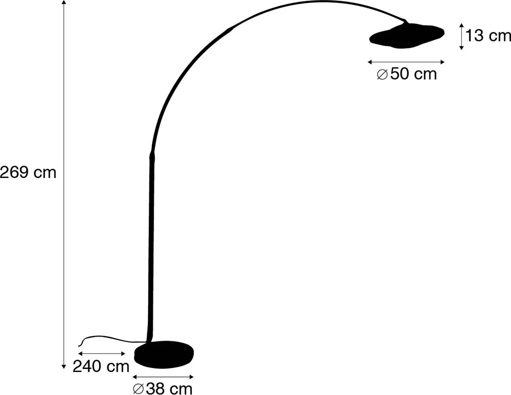 Moderná oblúková lampa biela orientálny tienidlo s bambusom 50 cm - XXL Rina