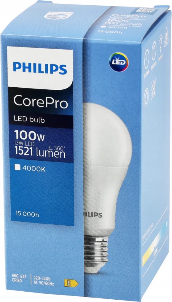 LED žiarovka Philips E27 - 13W - 1521 lm - neutrálna biela - CorePro Premium A60