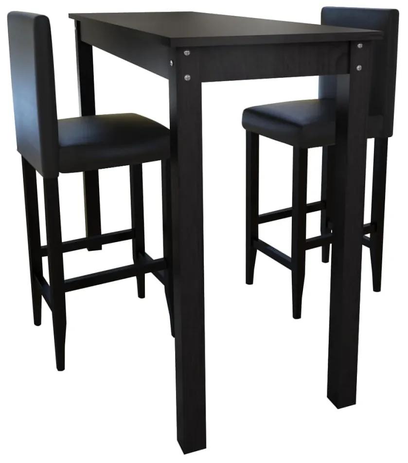 Barový stôl s 2 barovými stoličkami, čierny 160727