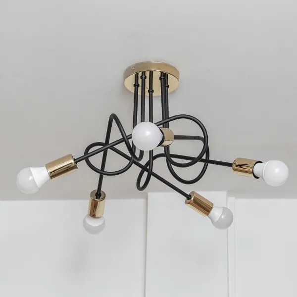 Prisadený luster OXFORD 5xE27/15W/230V zlatá/čierna