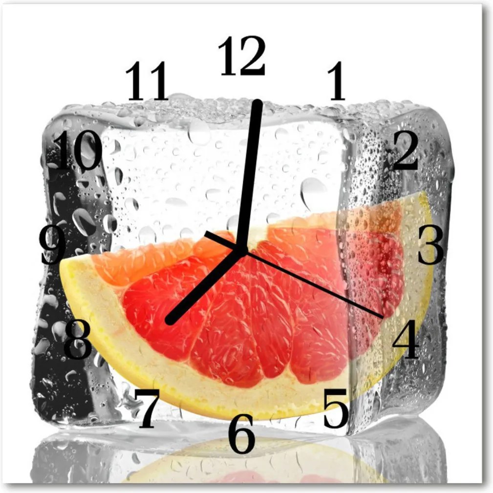Nástenné sklenené hodiny  kocky grapefruitu