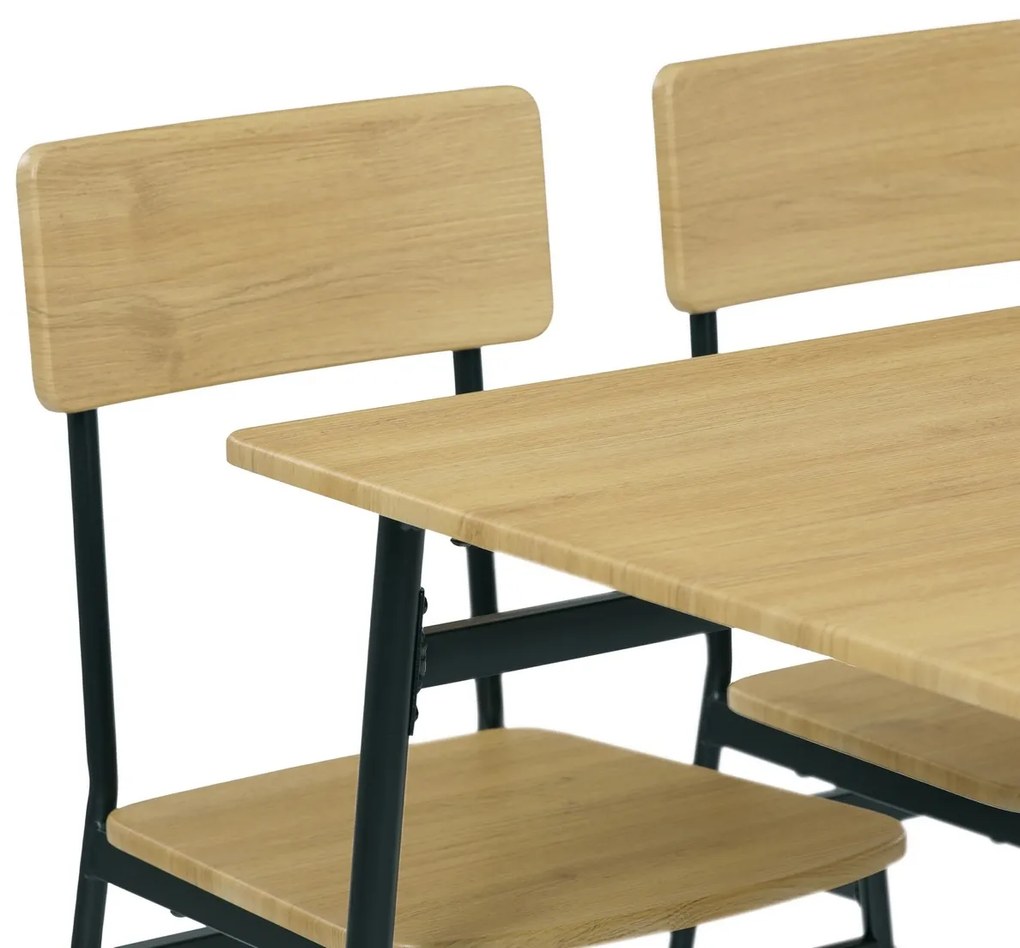Jedálenský set Industrial so 4 stoličkami, 110 x70 x 76 cm, divoký dub