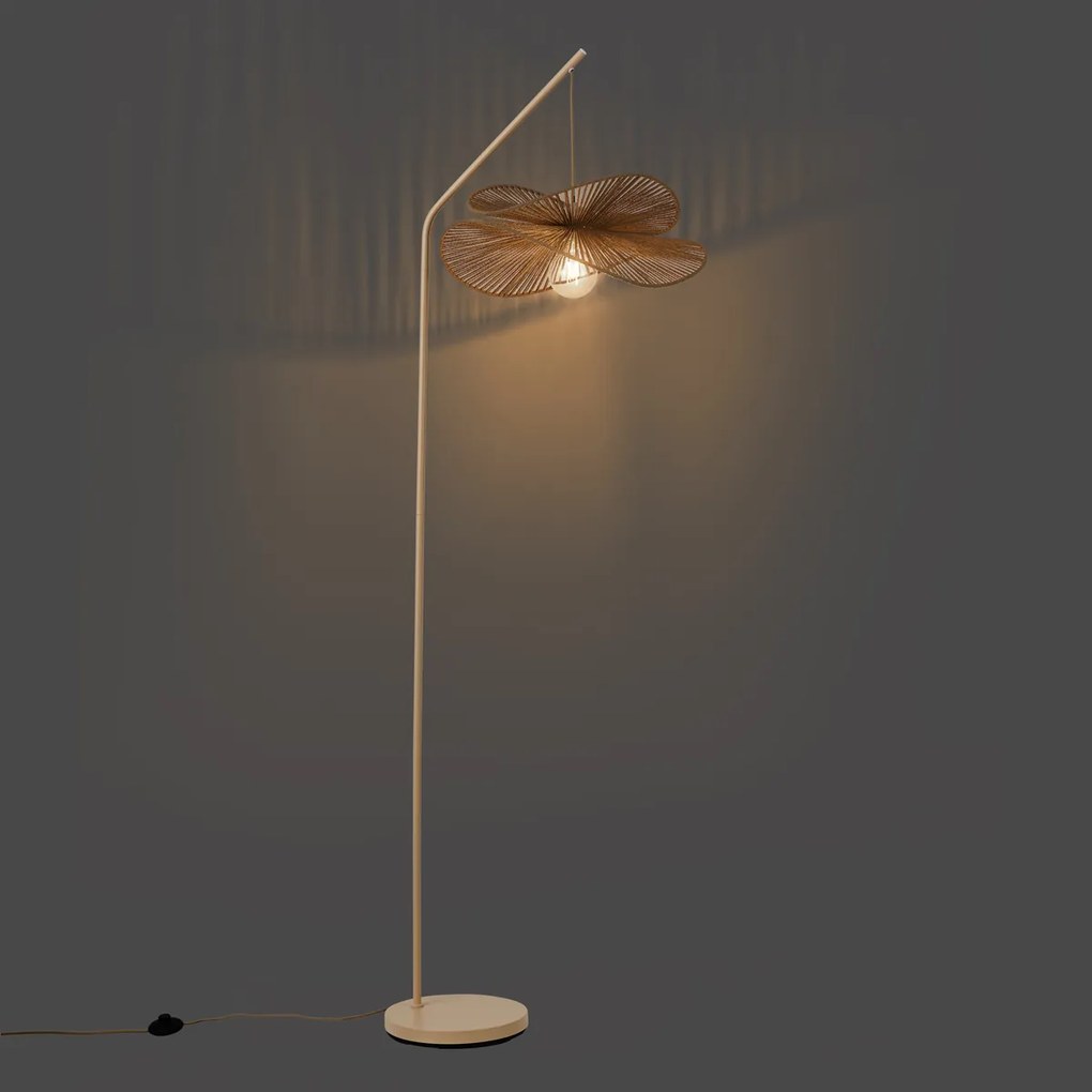 Japandi stojacia lampa béžová s béžovým tienidlom - Nest