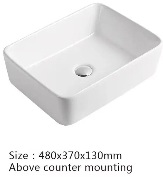 Erga Belle, umývadlo na dosku 480x370x130 mm, biela lesklá, ERG-V03-YT-038-WH