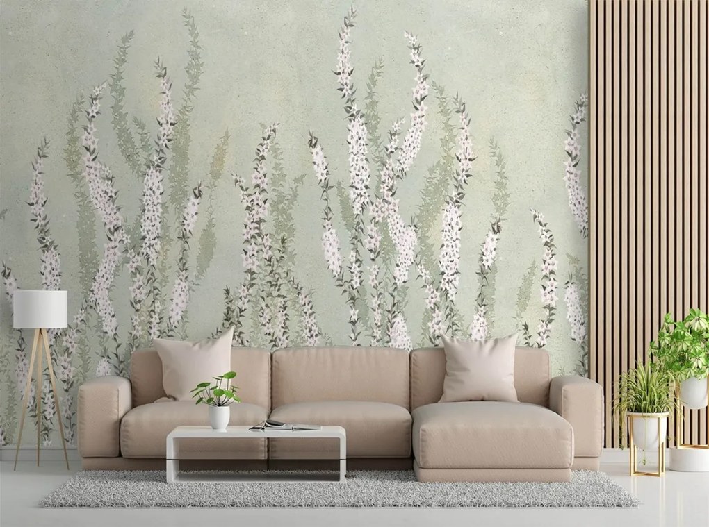 Fototapeta, Boho květiny na pozadí zdi - 150x105 cm