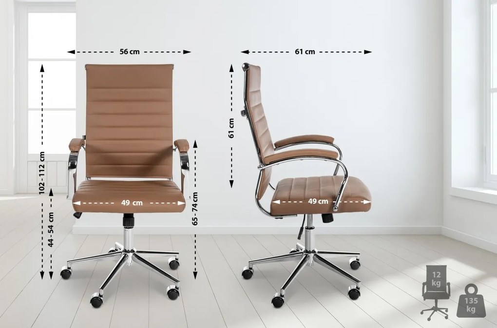 Design-Shop Kancelárska stolička Mollis - koža - Svetlo Hnedá