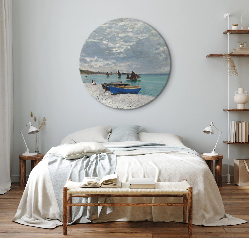 Artgeist Okrúhlý obraz - Sainte-Adresse Beach, Claude Monet - Boats on the Seashore Veľkosť: 40x40