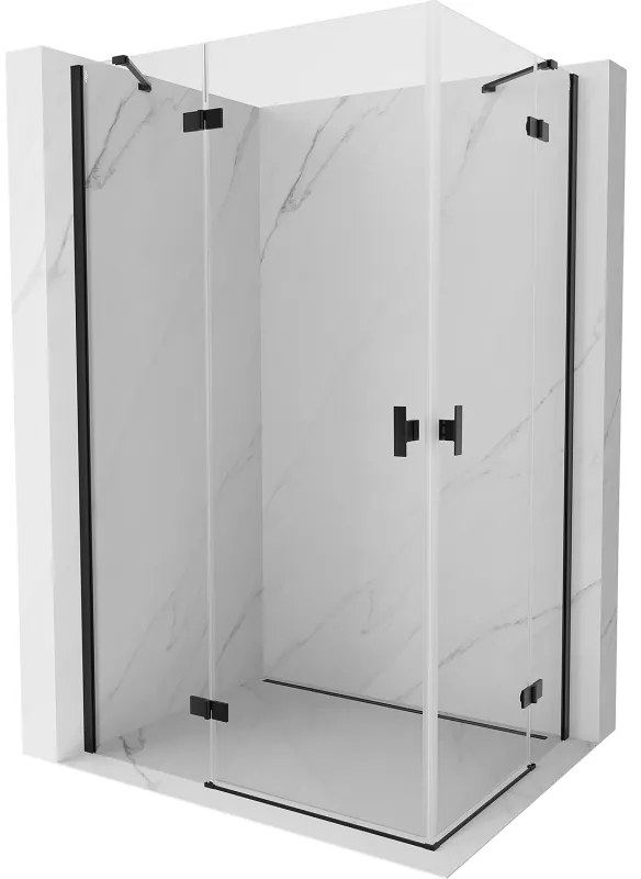 Mexen Mist-H Duo, 2-krídlový výklopný sprchový kút 100 x 80 cm, číre sklo, čierny profil, 8A5-100L-080P-70-00