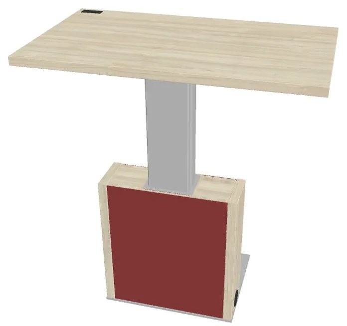 Výškovo nastaviteľný rokovací stôl Verno+ S 120 x 70 cm, agát / červená