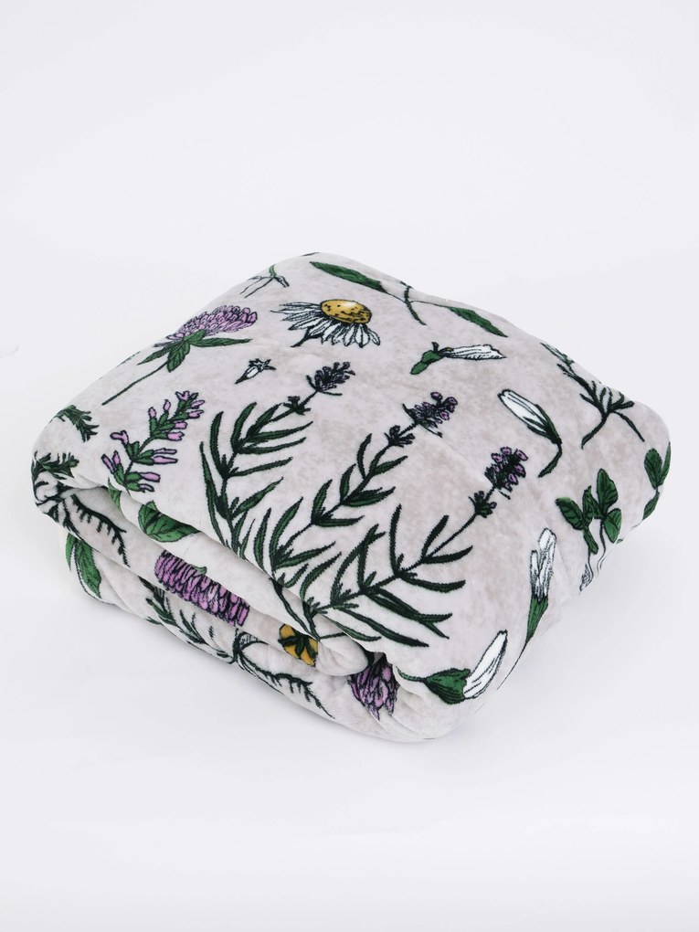 Baránková deka mikroplyš Exclusive 220 × 200 cm – Herbár svetlo šedý