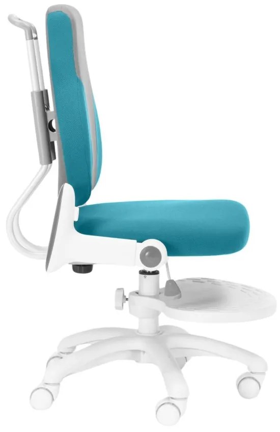 Detská rastúca stolička Neoseat KINDER WHITE — látka, šedá / tyrkysová
