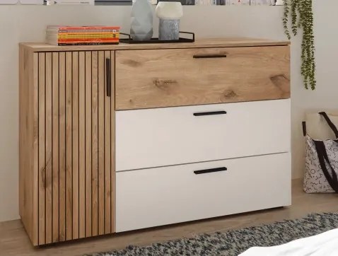 Komoda se zásuvkami Daria, 125 cm, dub/biela%