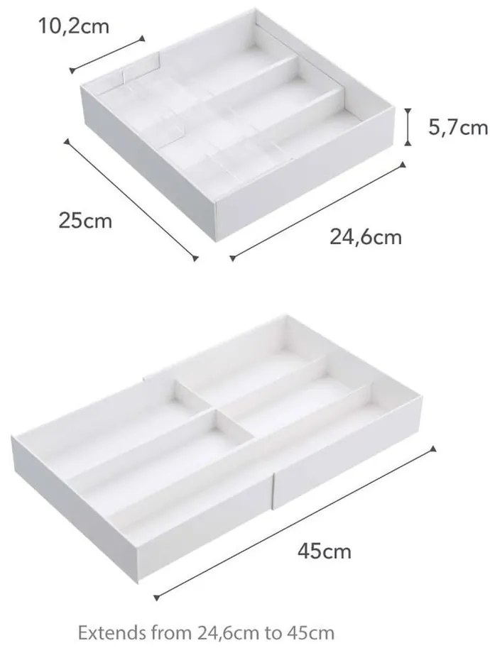 Biele priehradky do kuchynskej zásuvky YAMAZAKI Tower