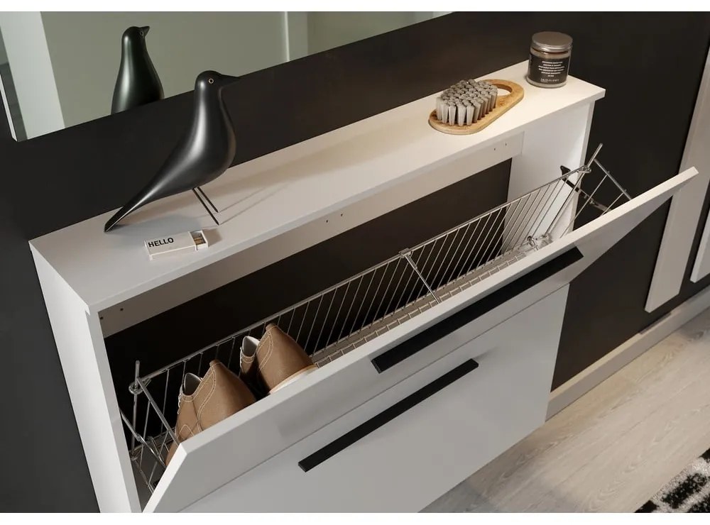 Biela závesná výklopná skrinka na topánky Utah - Germania