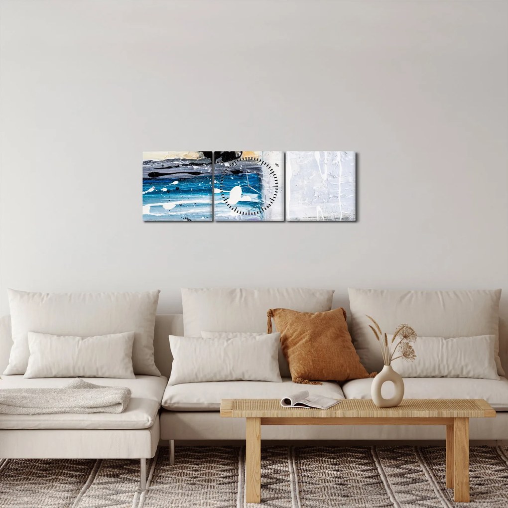 Obraz - Abstraktné ťahy (s hodinami) (90x30 cm)