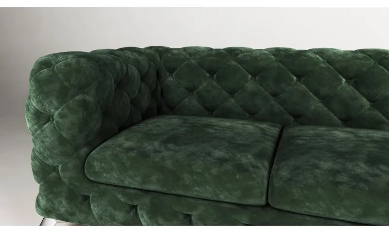 ROHOVÁ SEDAČKA CHESTERFIELD LARISSA PRAVÁ - ĽAVÁ ZELENA SMARAGDOVÁ LÁTKA 323 X 204 cm