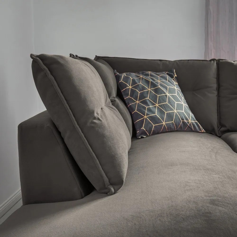 Tmavosivá zamatová rozkladacia rohová pohovka Miuform Stylish Stan L, ľavý roh