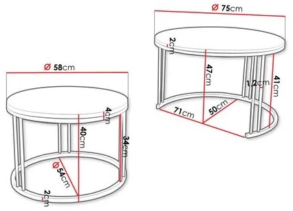 SADA 2x Konferenčný stolík RAGNAR čierna/biela