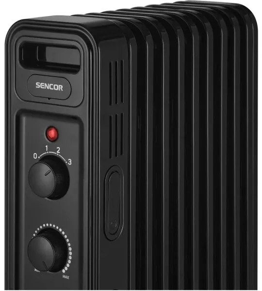 Sencor - Olejový radiátor so 9 rebrami 800/1200/2000W/230V čierna