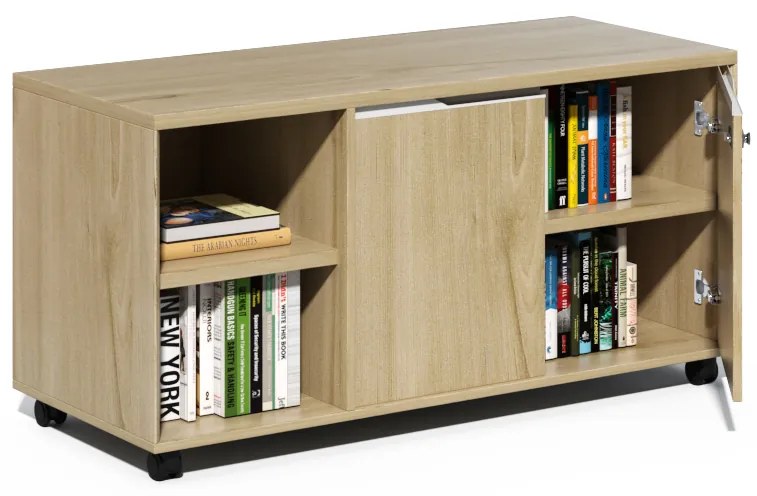 Pojazdná kancelárska komoda Houseland Profit Lu 01 dub prírodný/biely