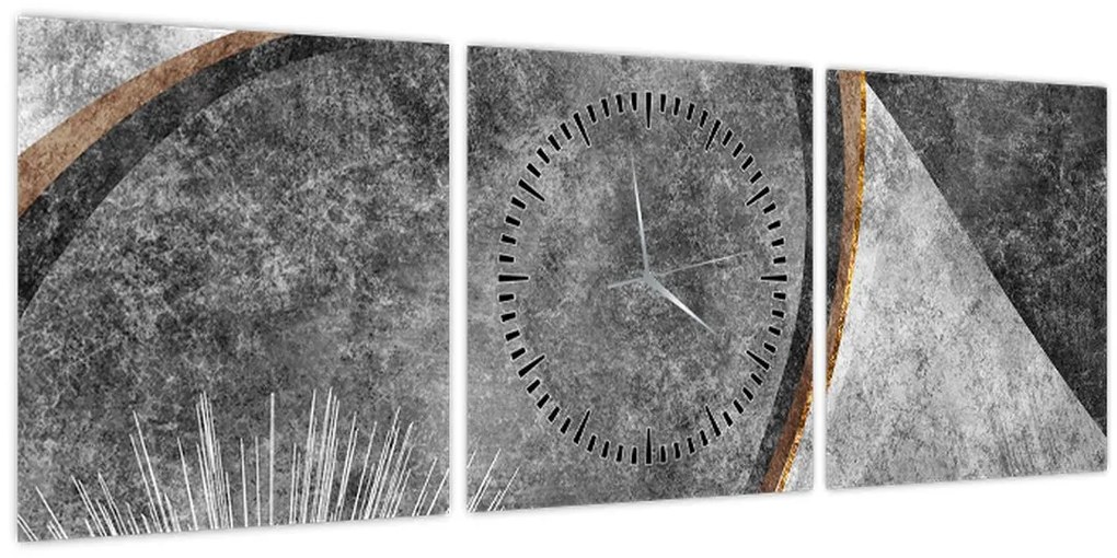 Obraz - Abstrakcia v betóne (s hodinami) (90x30 cm)
