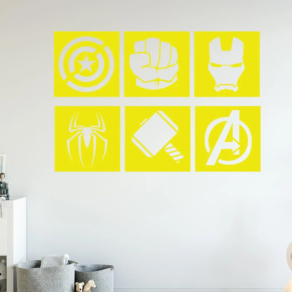 Veselá Stena Samolepka Znaky Avengers sada Farba: fialová, Veľkosť: 40 x 58 cm