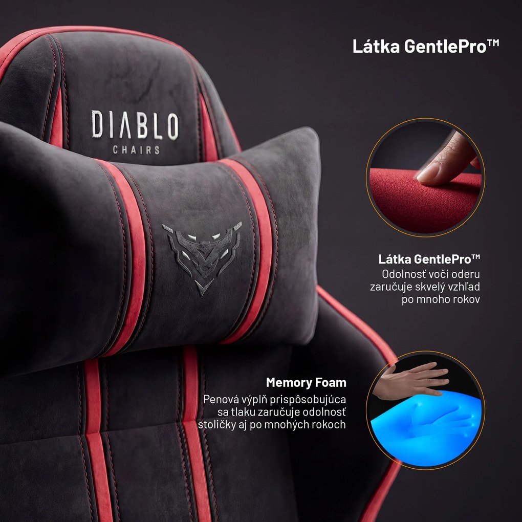 Herné kreslo z látkovým poťahom Small Size, čierny-červený: Diablo X-One 2.0 Bloody Mary