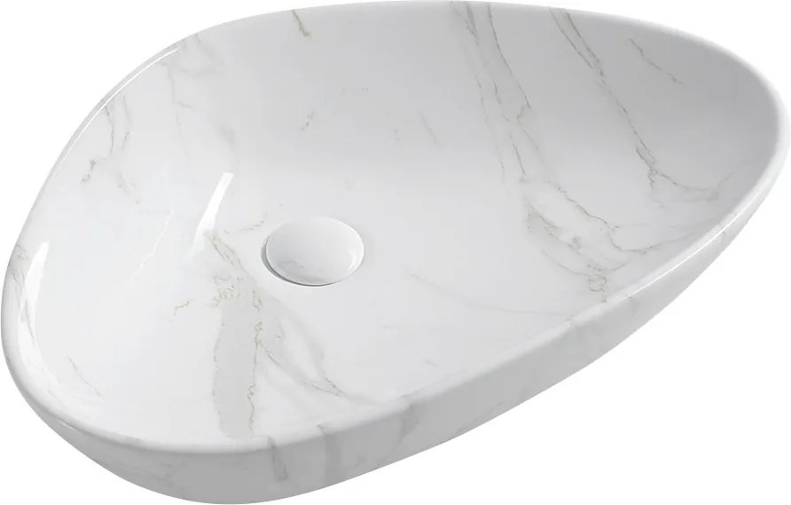 Dalma MM217 keramické umývadlo 58,5x39x14 cm, biely mramor