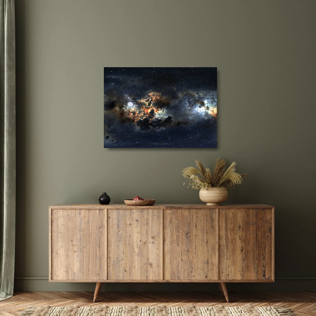 Sklenený obraz - Vesmír s hmlovinou (70x50 cm)