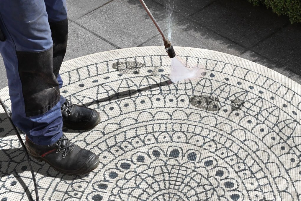 Hanse Home, Kusový koberec Twin-Wendeteppiche 103143 creme grau – na von aj na doma, 240x240 (priemer) kruh, šedá, chodba / predsieň