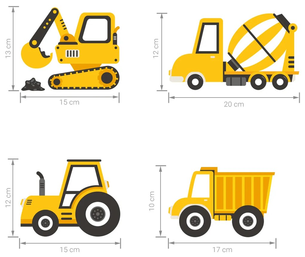 Nástenné samolepky STAVEBNÉ AUTA žlté