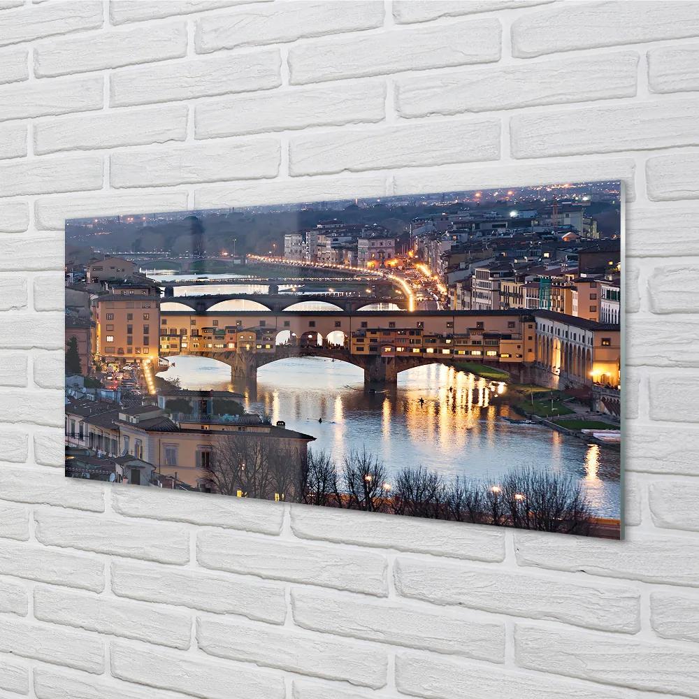 Nástenný panel  Italy Bridges noc rieka 140x70 cm