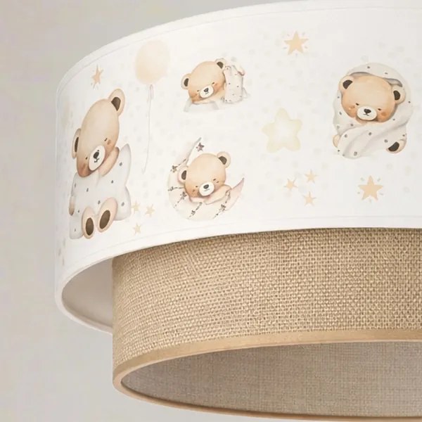 Brilagi- LED Detský luster na lanku BOBO 1xE27/60W/230V pr. 40 cm biela/béžová/medvedík