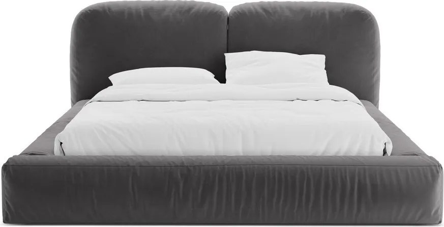 Sivá čalúnená dvojlôžková posteľ s úložným priestorom s roštom 180x200 cm Martina – Micadoni