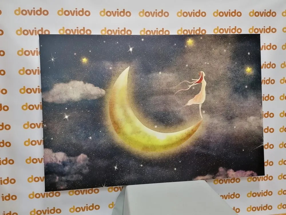 Obraz dievča na mesiaci