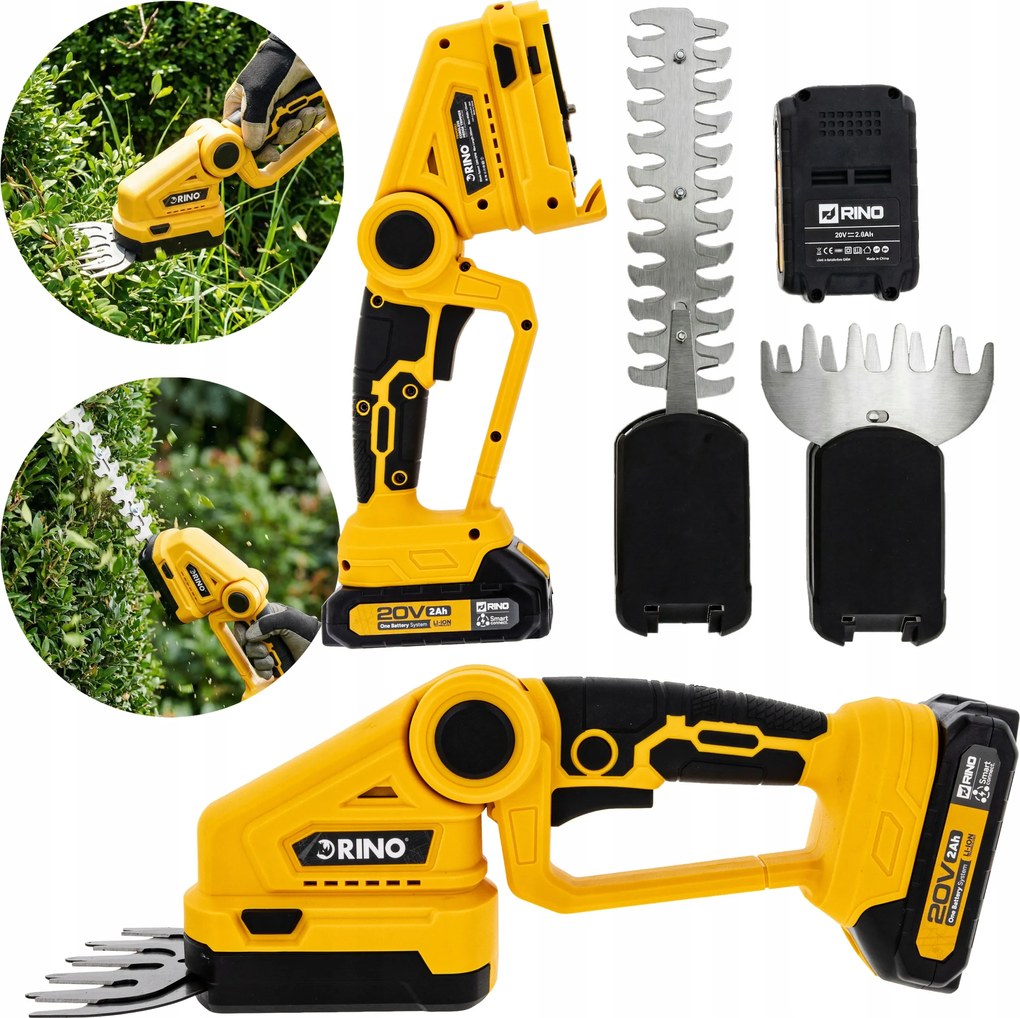 Akumulátorové Nožnice Na Živý Plot Na Trávu A Kríky Rino 2X Batéria 2 Ah