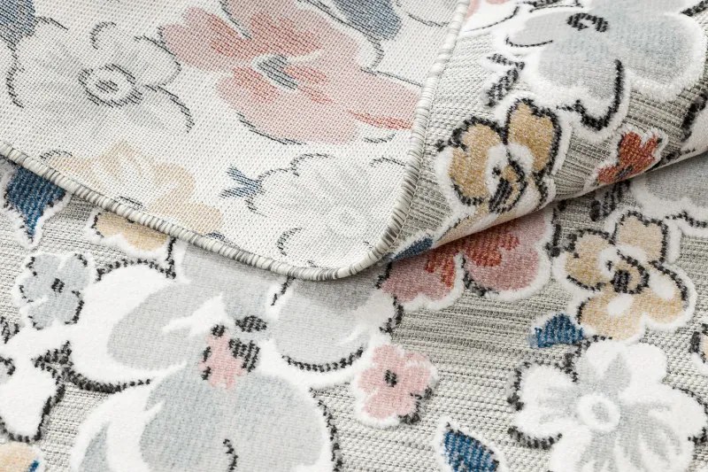 Kusový koberec Botanic 65239 flowers grey – na von aj na doma, 78x150, viacfarebná, chodba / predsieň, Dywany Łuszczów