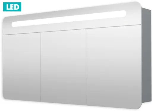 Zrkadlová skriňa 120 cm, 3 dvere, LED osvetlenie, zásuvka+vypínač, IP44 GALPIR120LED