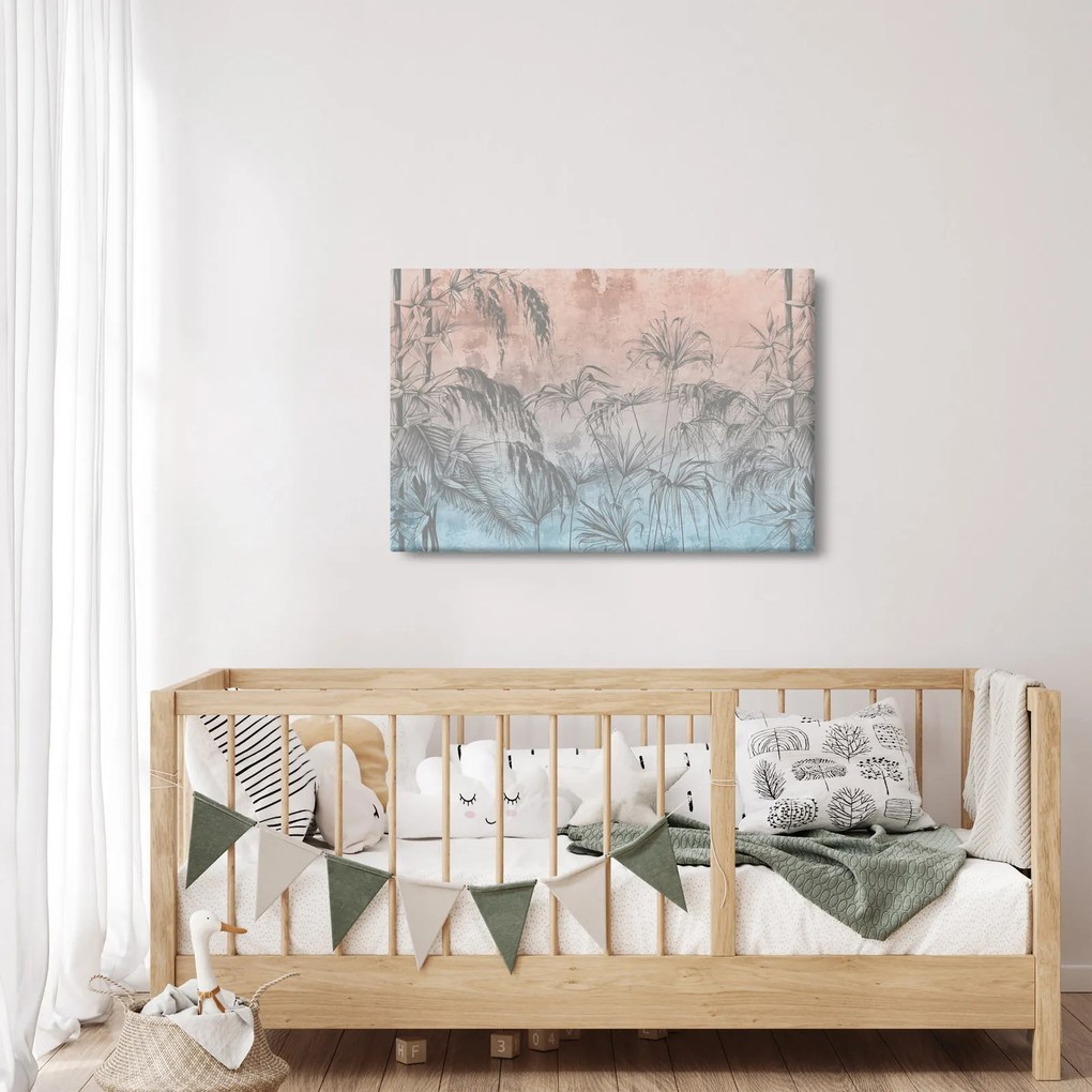 Obraz - Tropické rastliny na stene (90x60 cm)