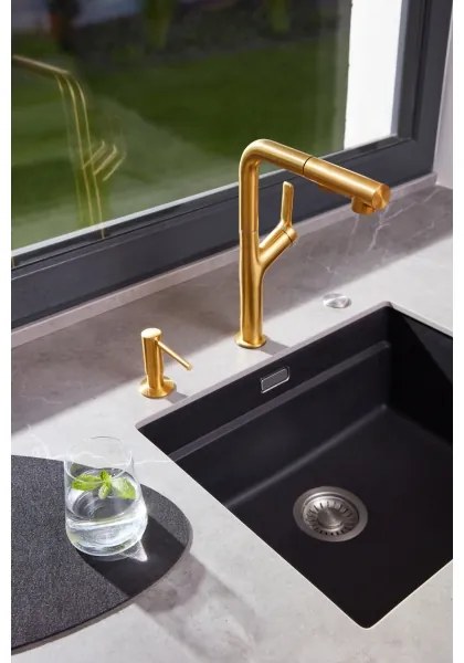 KFA Armatura 6623-220-31 - Drezová batéria s vyťahov. sprškou DUERO DESIGN zlatá