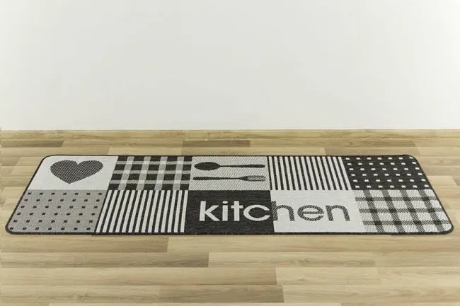 Protišmykový kuchynský koberec Flex 19053/08 sivý