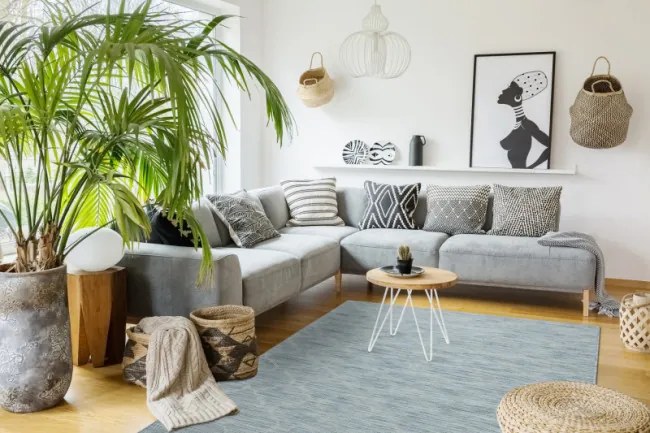 Koberec šnúrkový SIZAL PATIO ploské tkanie 3069 koniczyna marokánska  - morsky modrý