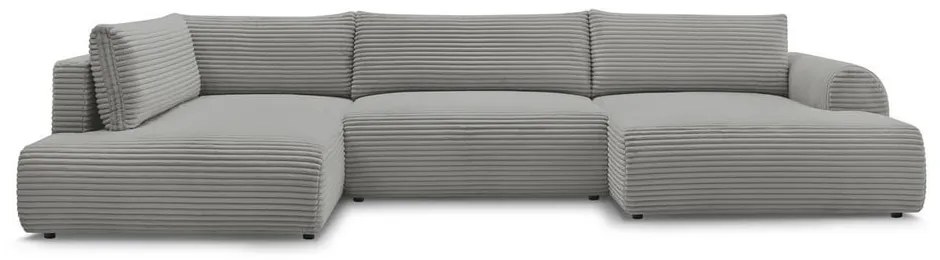 Tmavosivá menčestrová rozkladacia/s úložným priestorom rohová pohovka (ľavý roh/do tvaru "U") Lucien – Bobochic Paris