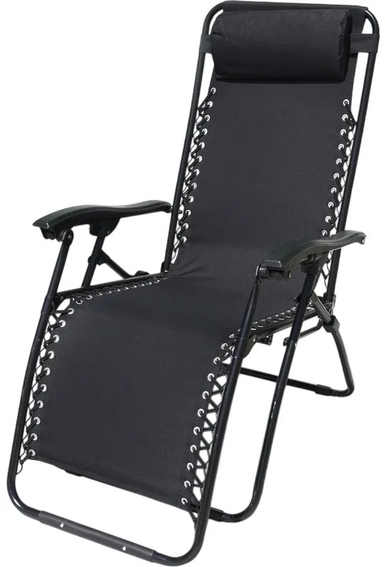 Záhradné plážové relaxačné kreslo Regina, čierna