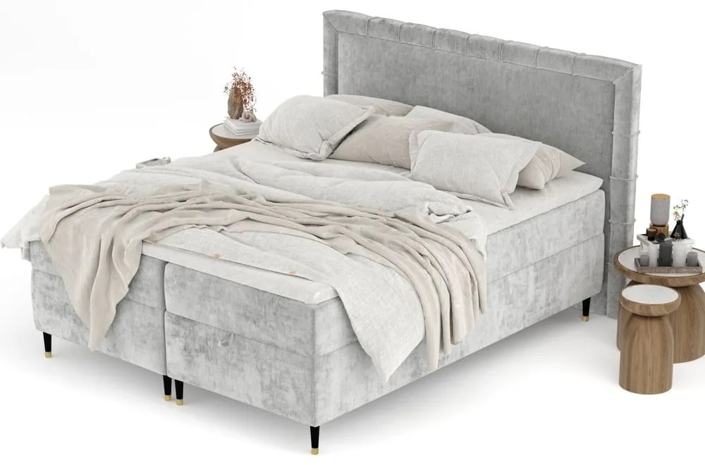 Svetlosivá boxspring posteľ s úložným priestorom 180x200 cm Voyage – Maison de Rêve