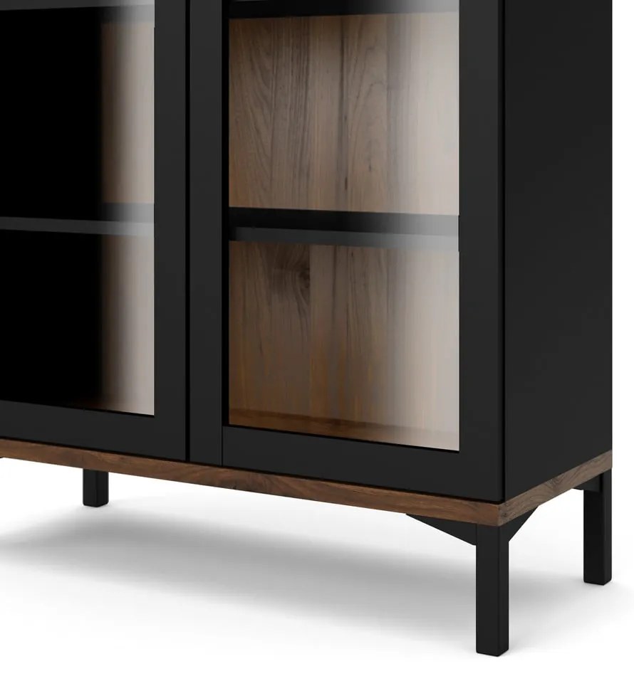 Čierna/v prírodnej farbe vitrína v dekore orecha 89x203x36 cm Roomers – Tvilum